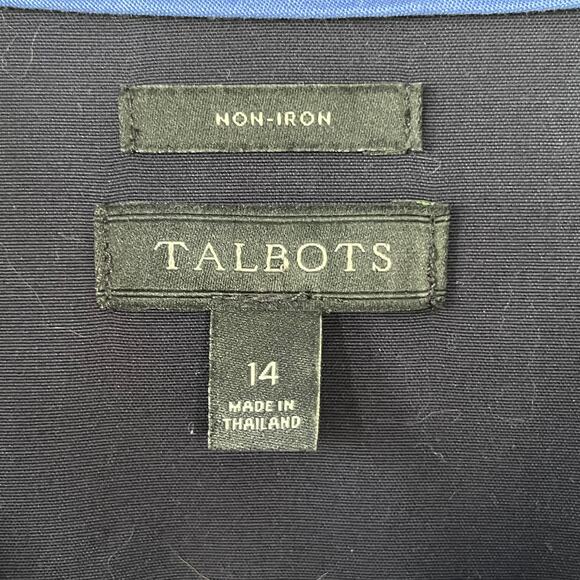 Talbots Navy Blue Wrinkle Free Buttondown Shirt no iron - Picture 2 of 9